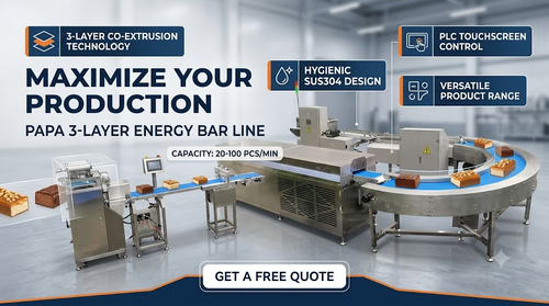 Tin tức công ty mới nhất về PAPA Machinery Unveils Advanced Three-Layer Energy Bar Machine for High-Capacity Protein Bar Manufacturing