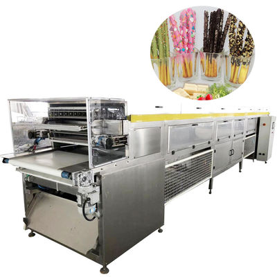 1300kg/h Chocolate Enrober Máy làm mát không khí Pocky Stick Dầu phủ kép dây chuyền sản xuất